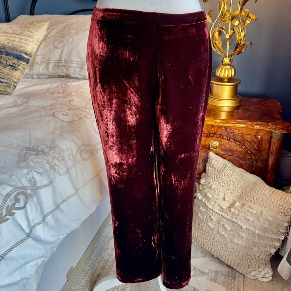 Vintage Pants - Vintage Handmade Burgundy Wine Velvet Pants